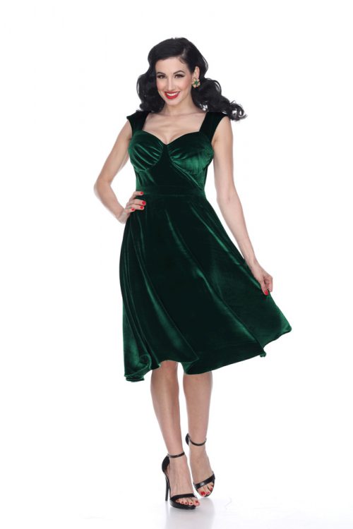 Bettie on Holiday Dress (Green Velvet ...