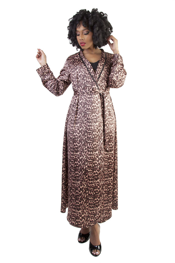 Leopard Print Satin Robe by Bettie Page Bettie Page