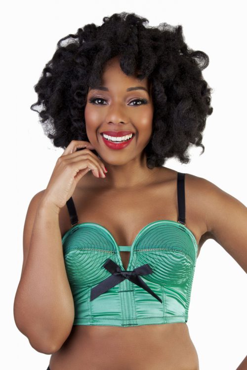 Longline Spiral Stitch Overwire Bra (Emerald Green/Black) by Bettie Page