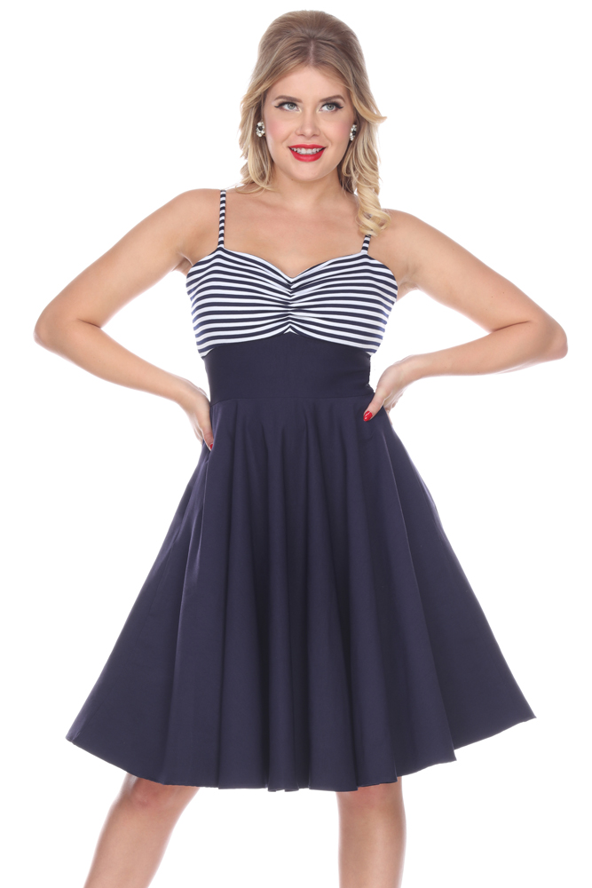 Nautical Dress (Navy/White) Bettie Page
