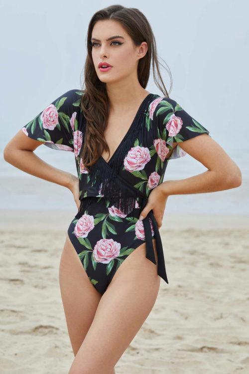Claudette Fringed Roses Swimsuit