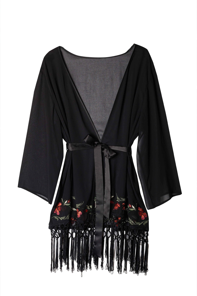 Embroidered Tassel Kimono Bettie Page