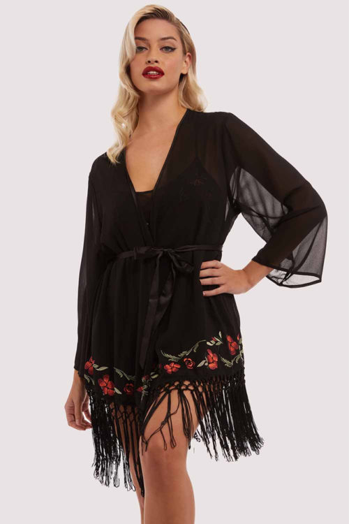 Embroidered Tassel Kimono Bettie Page