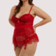 Tempest Lace Basque With Bows Red