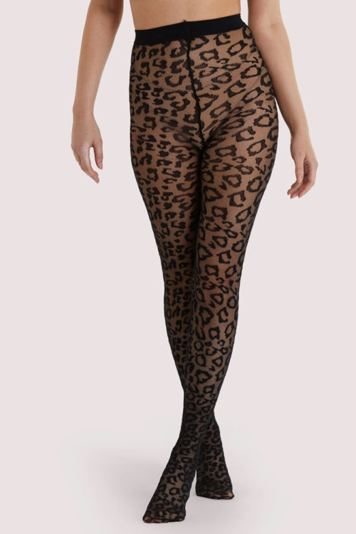 Black Leopard Knit Tights