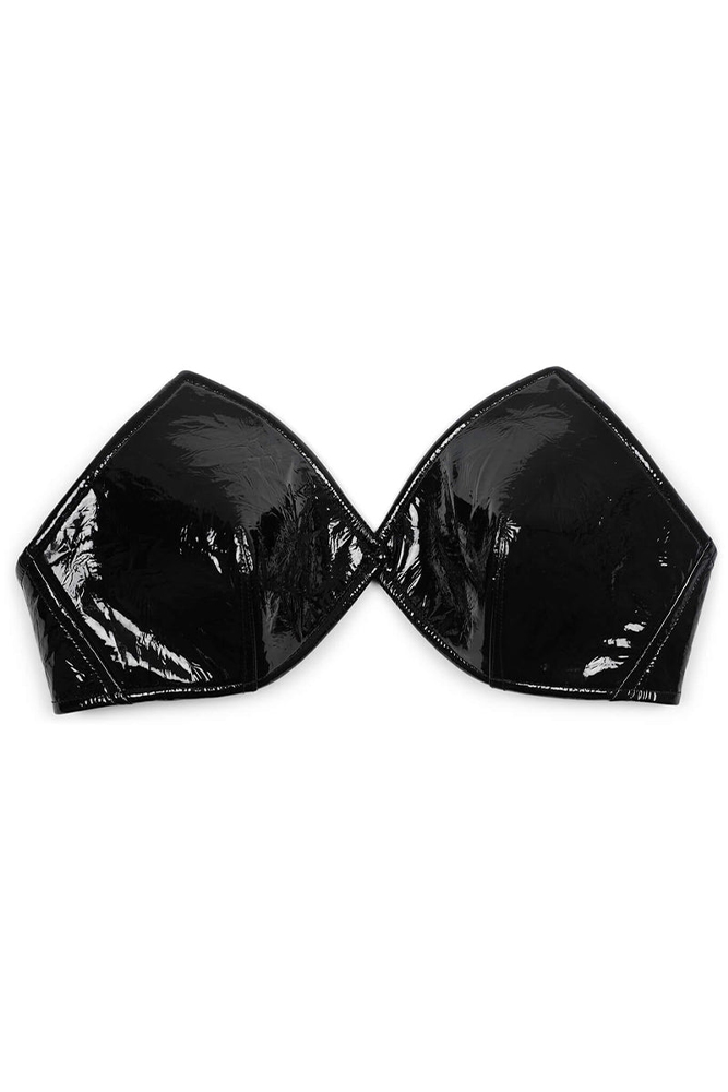 Pinup Top - Black Crinkle Patent